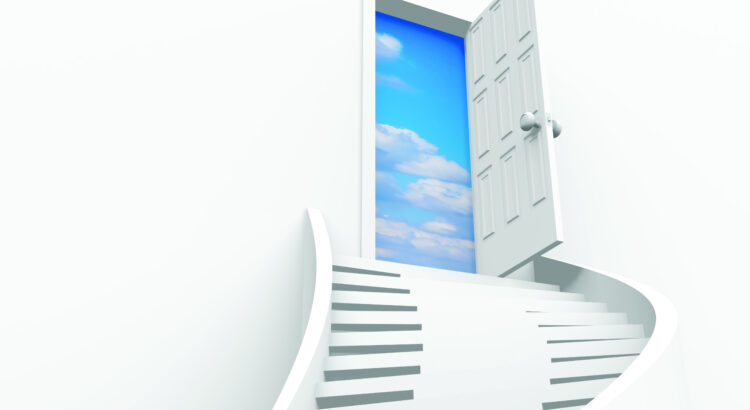 doorway at top of stairs leading towards positivity
