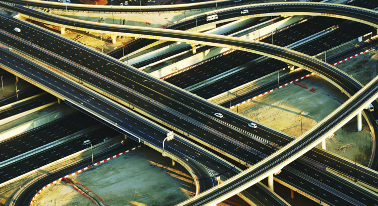 intertwining roads, highways/interstates
