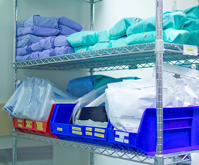 a rack with medical stock on it