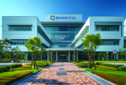 modern hospital style building exterior.